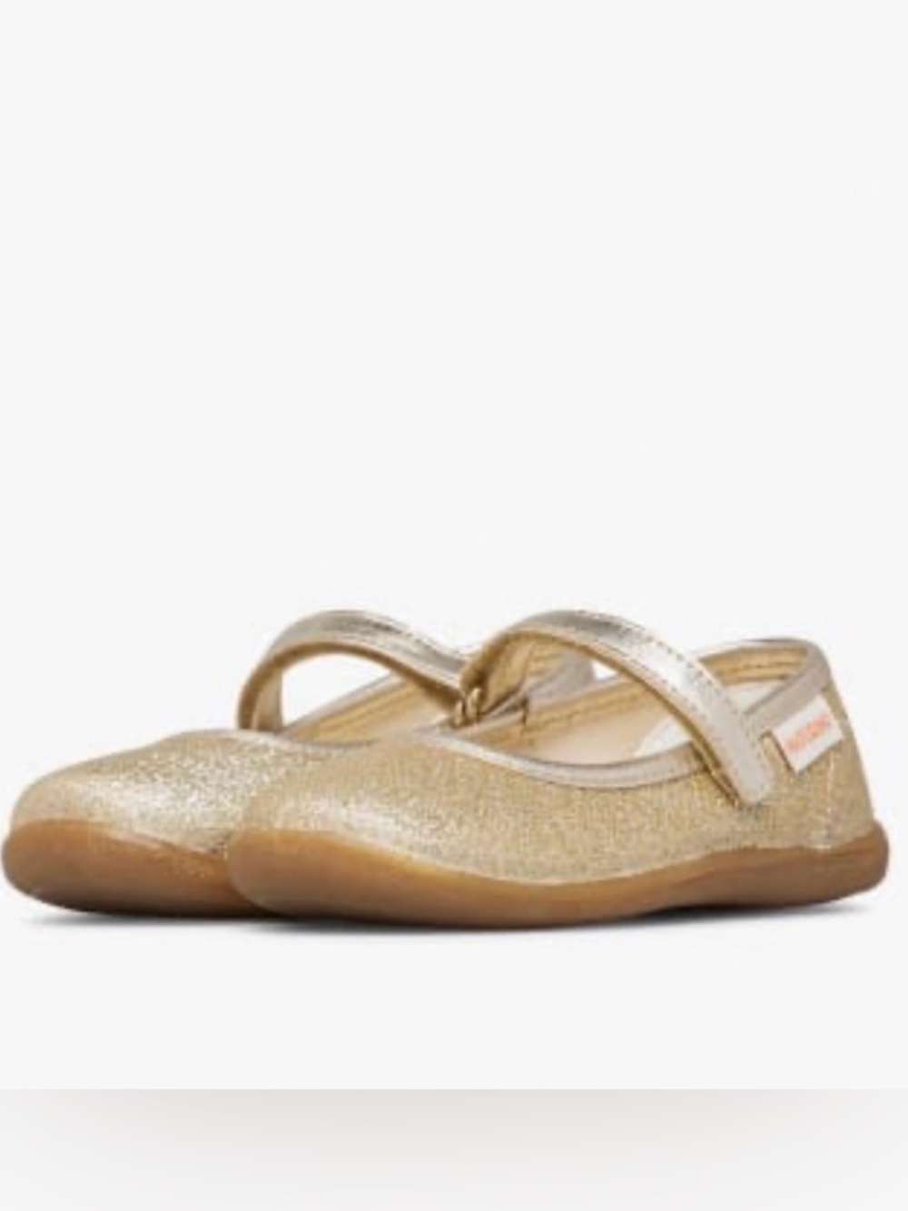 NWT NATURINO PAVIA 2 Glittered fabric ballerinas in Platinum Gold